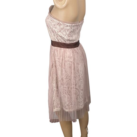 Ryu NWT Champagne Lace Tulle Strapless Corset Dress SZ L - Picture 6 of 9